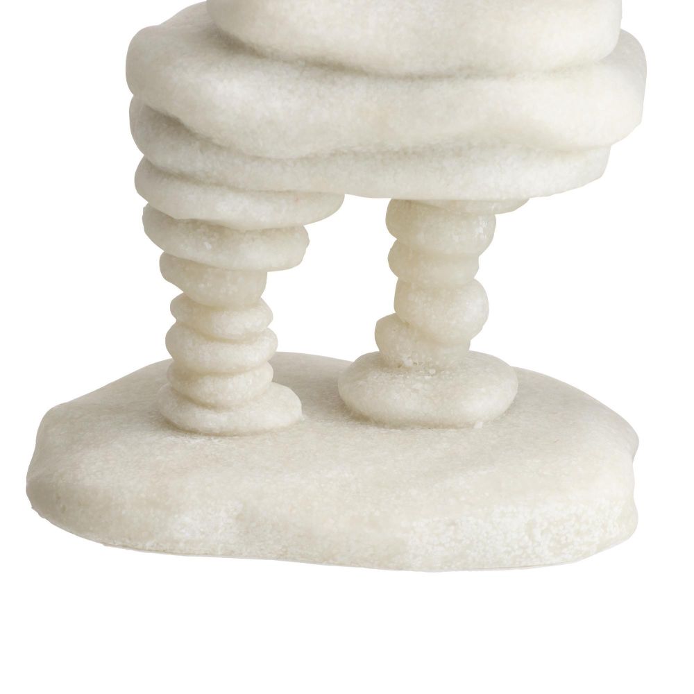 White marble decorative piece with spiral design on a white background