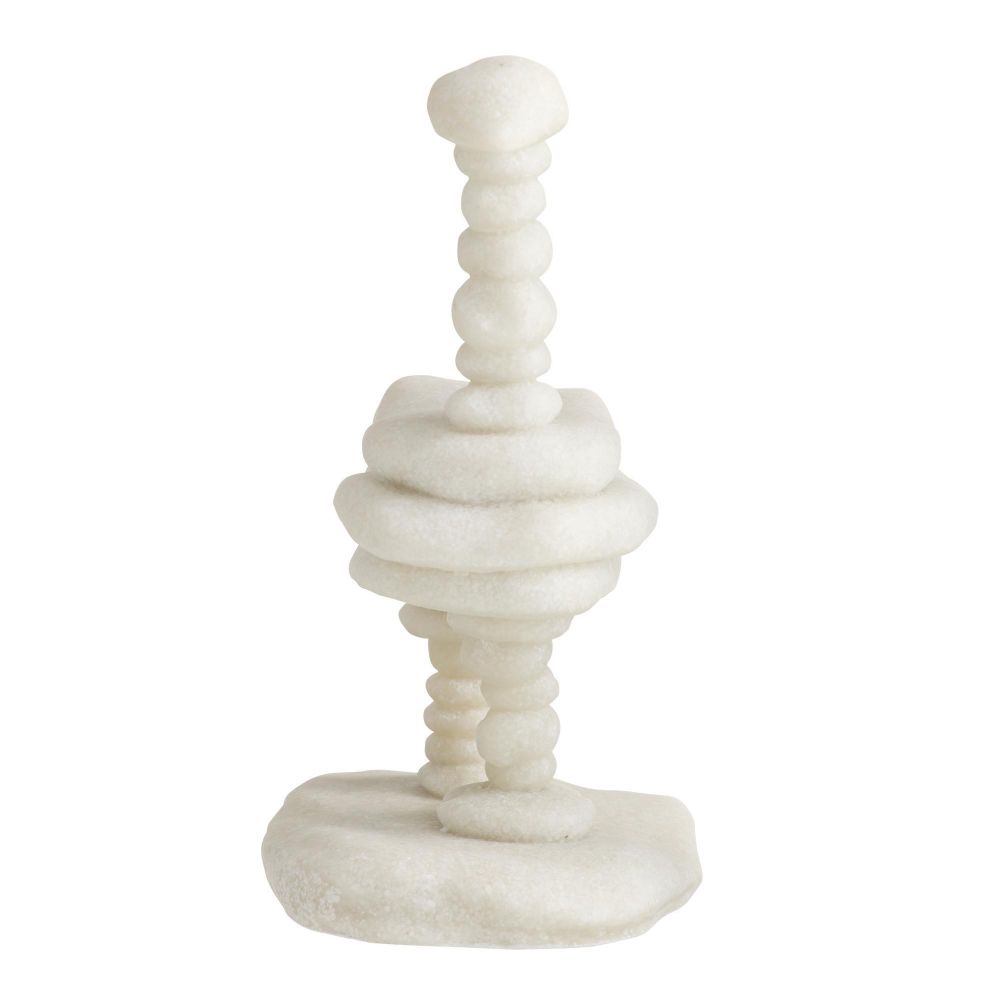 White marble decorative object on a white background