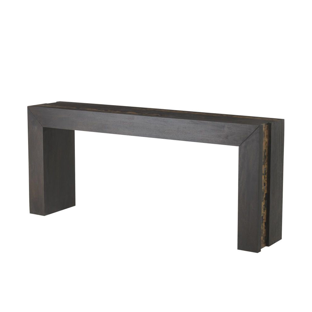 Dark wooden console table on a white background