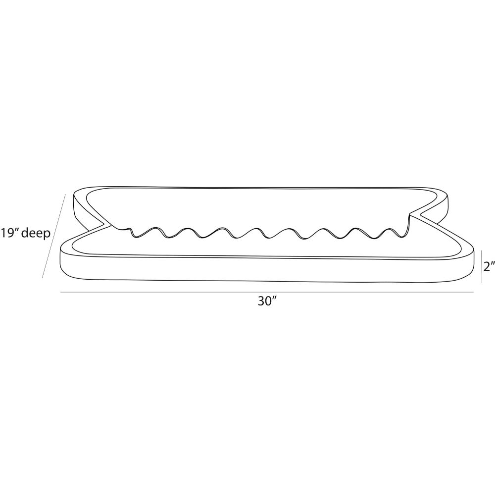 Outline of a rectangular pool with dimensions labeled on a white background