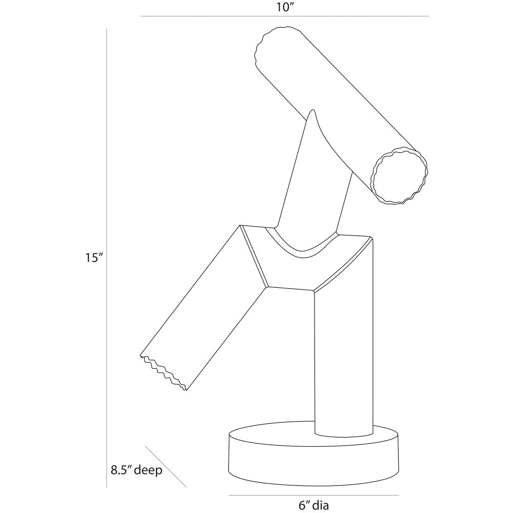 Line drawing of a decorative item with dimensions labeled