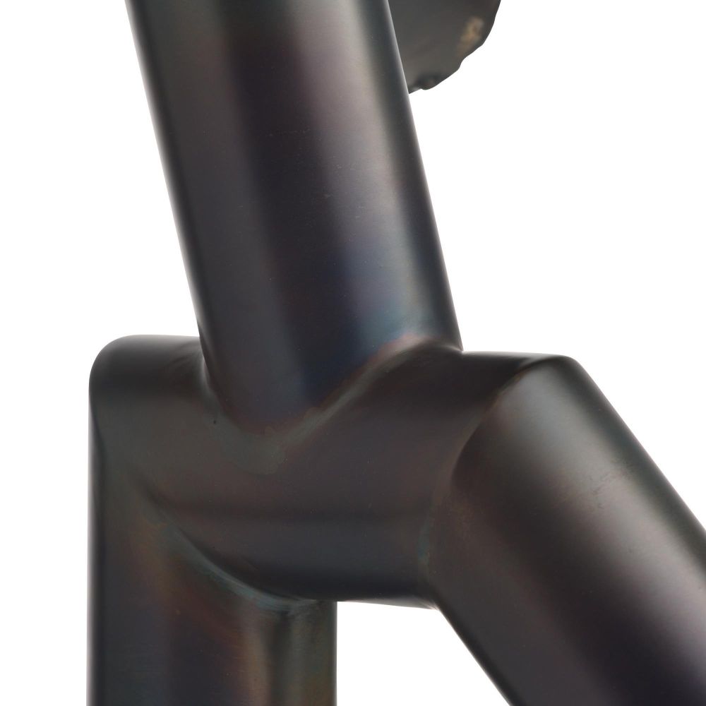 Close-up of a black metal frame on a white background