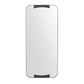 Clear phone case with black accents on a white background