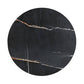 Round black marble slab with white veins on a white background