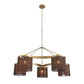 Chandelier with brown lampshades on a white background