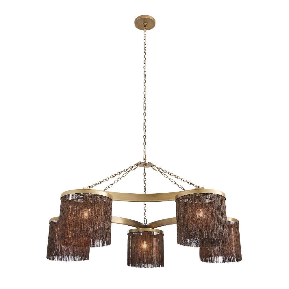 Chandelier with brown lampshades on a white background