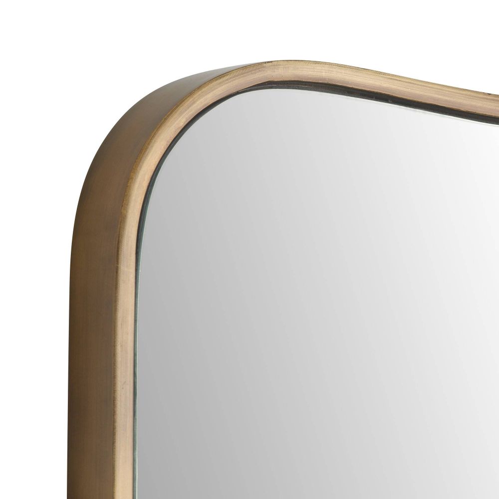 Rectangular mirror with a gold frame on a white background