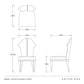 Line drawing of a dining chair with dimensions labeled, featuring the brand 'Arteriors'.