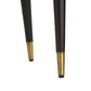 Two black and gold pool cues on a white background