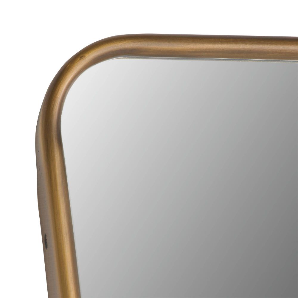 Rectangular mirror with a gold frame on a white background