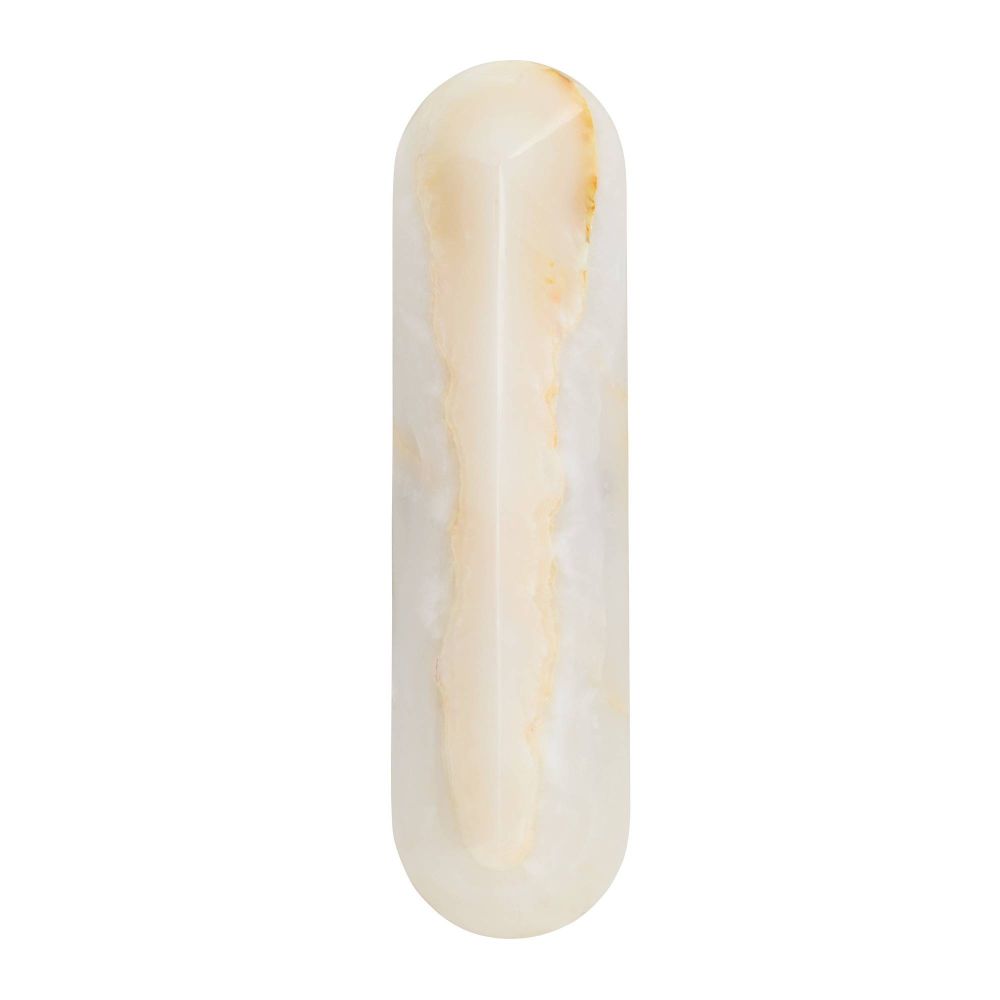 White cylindrical sconce with a gold accent on a white background