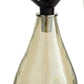 Glass bottle with a metallic cap on a white background