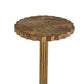 Round marble table with a textured surface on a white background