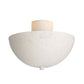 Ceiling light fixture with textured white shade and wooden fixture on a white background