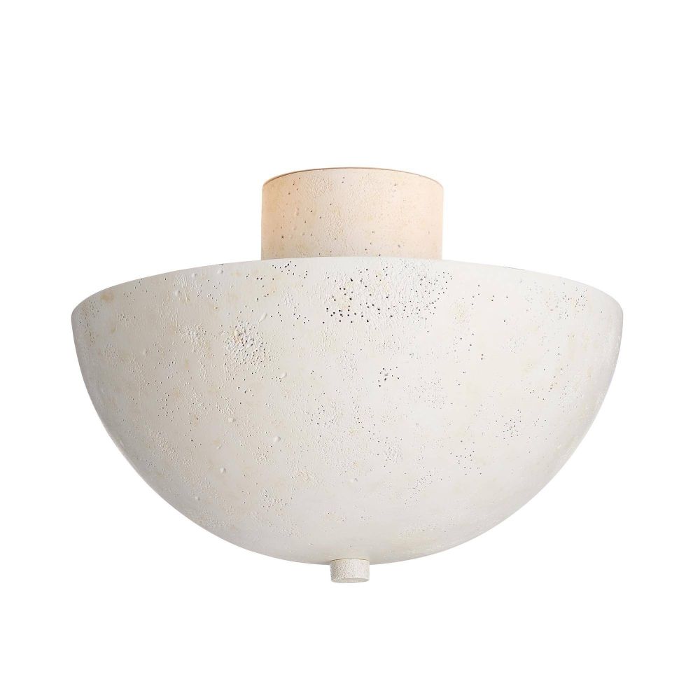 Ceiling light fixture with textured white shade and wooden fixture on a white background