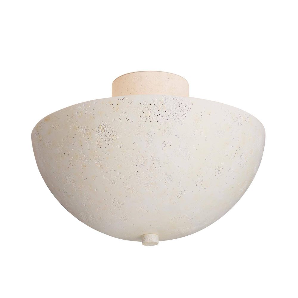 Ceiling light fixture with textured white glass shade on a white background