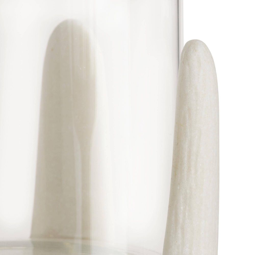 Two cylindrical ceramic vases with textured surface on a white background