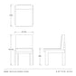 Black dining chair with cushioned seat and backrest on a white background