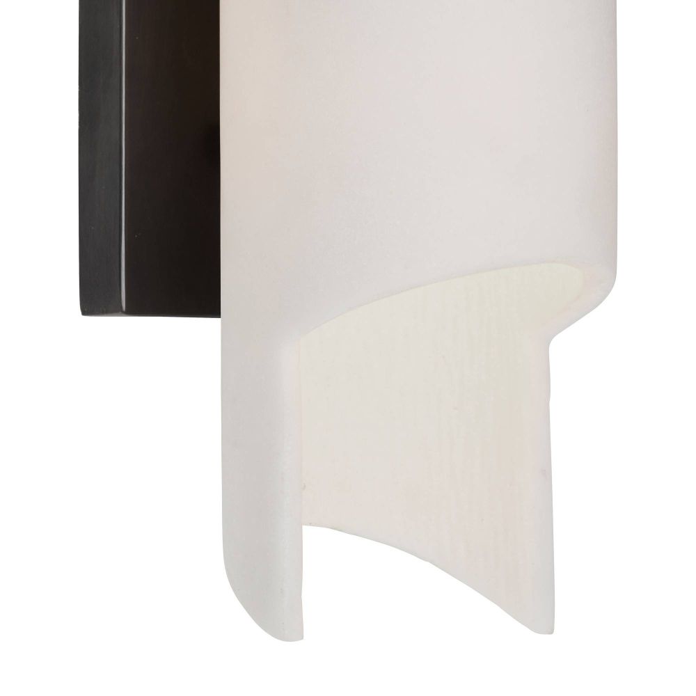 White wall sconce with a black frame on a white background