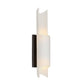 Modern wall sconce with white and black design on a white background