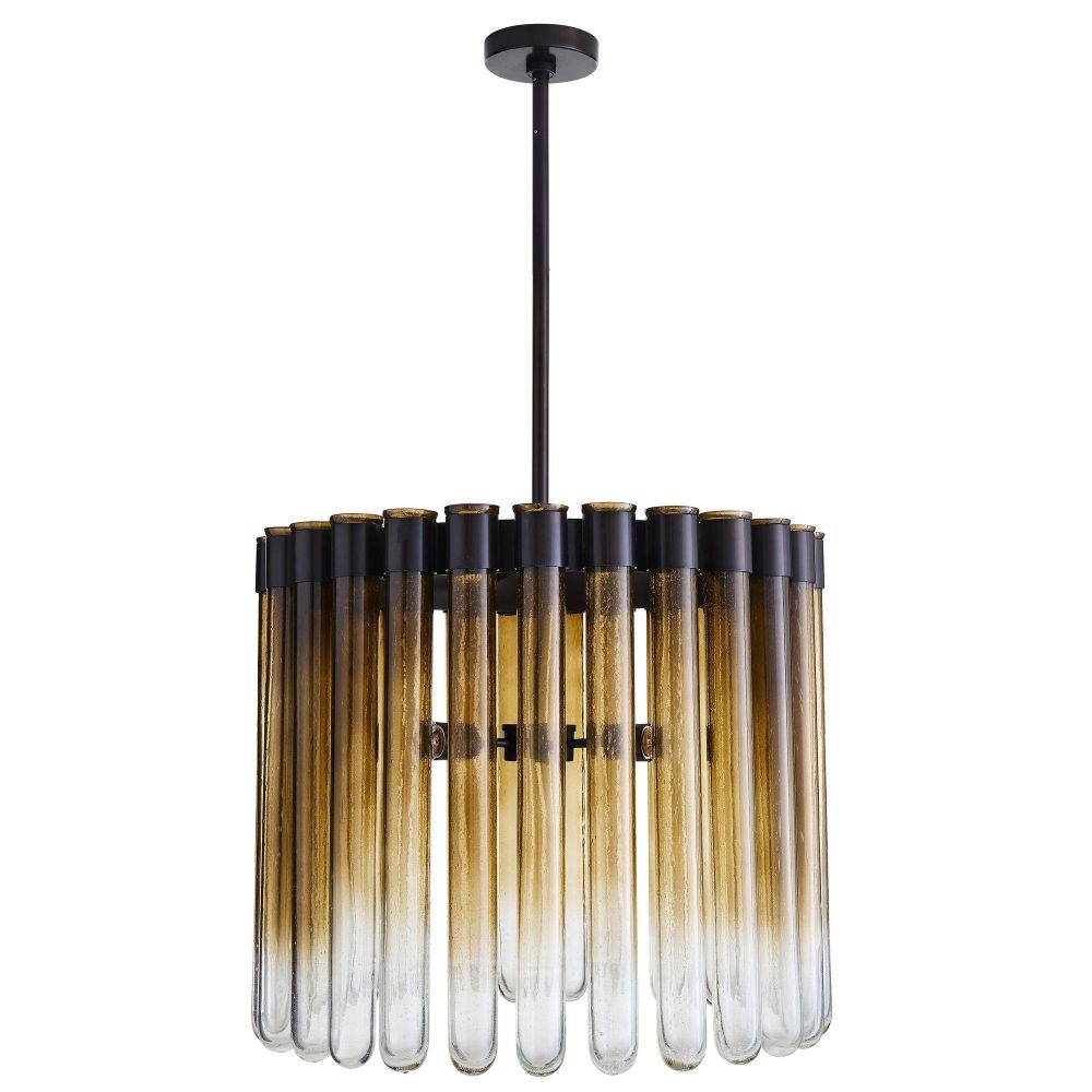 Chandelier with glass tubes on a white background