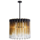 Modern chandelier with glass tubes on a white background