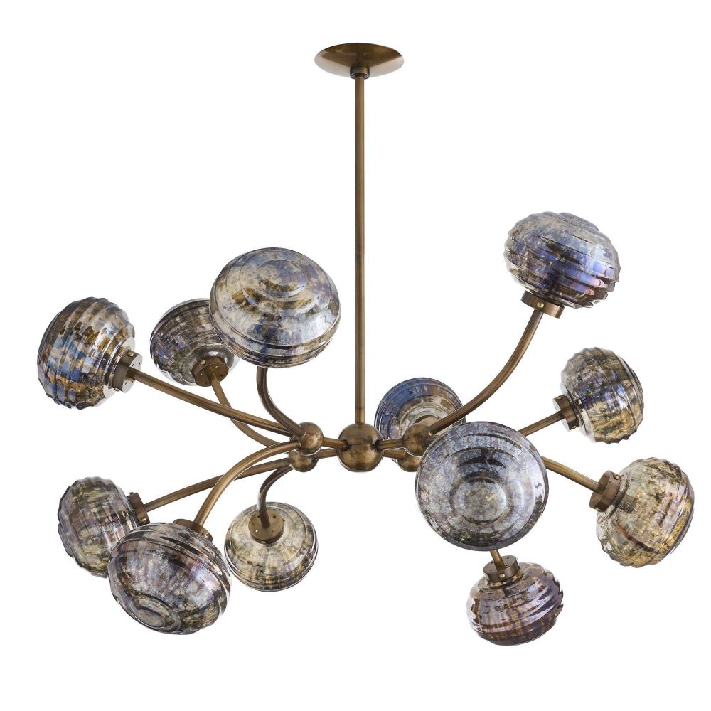 Chandelier with glass globe lights on a white background