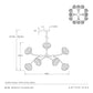 Technical drawing of a chandelier with dimensions and Arteriors branding.