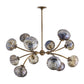 Chandelier with multiple glass shades on a white background