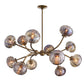 Chandelier with multiple glass shades on a white background