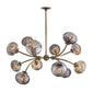 Chandelier with multiple glass shades on a white background