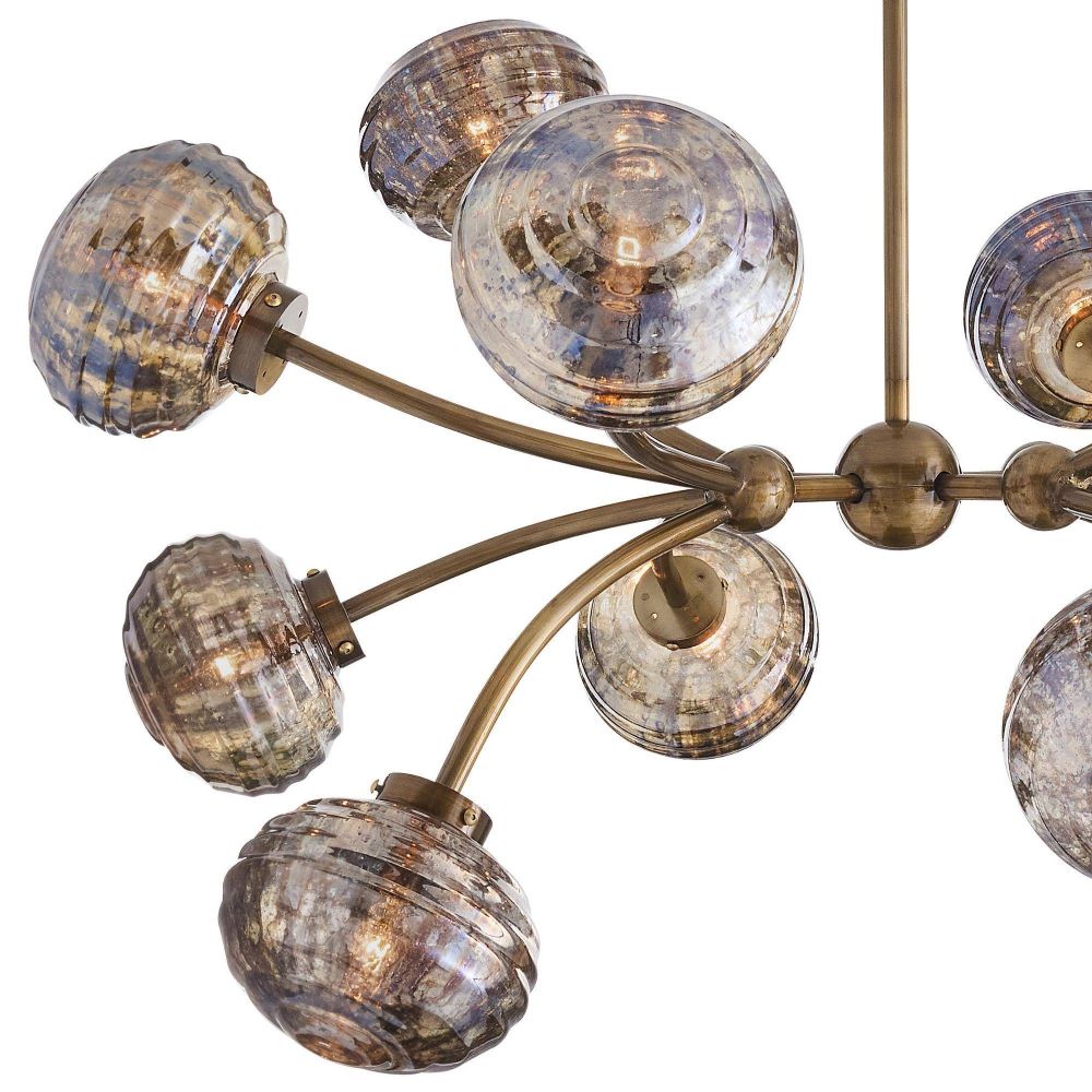 Chandelier with glass globe lights on a white background