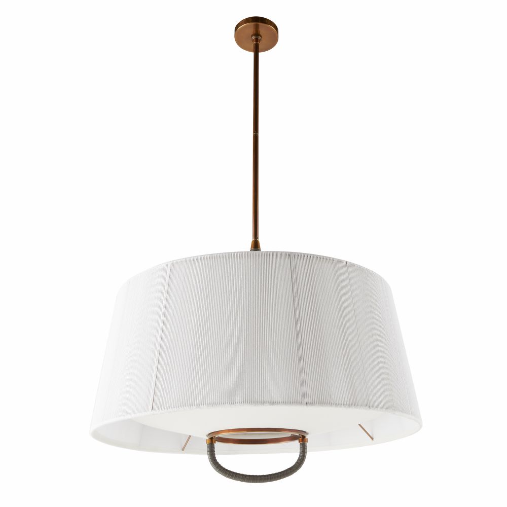 White pendant lamp with bronze accents on a white background