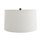 White lampshade with a bronze fixture on a white background
