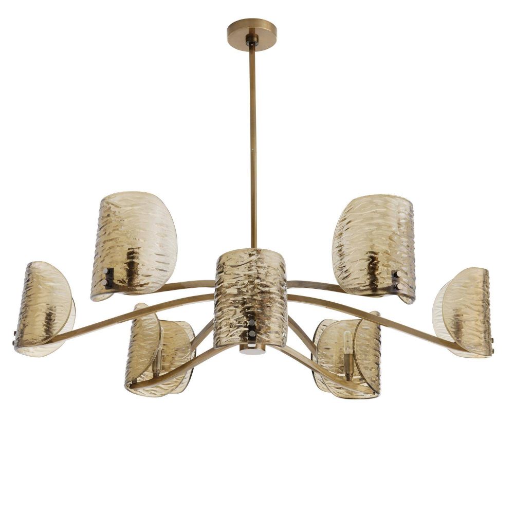 Chandelier with glass shades on a white background