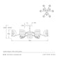 Technical drawing of a chandelier with dimensions and Arteriors branding