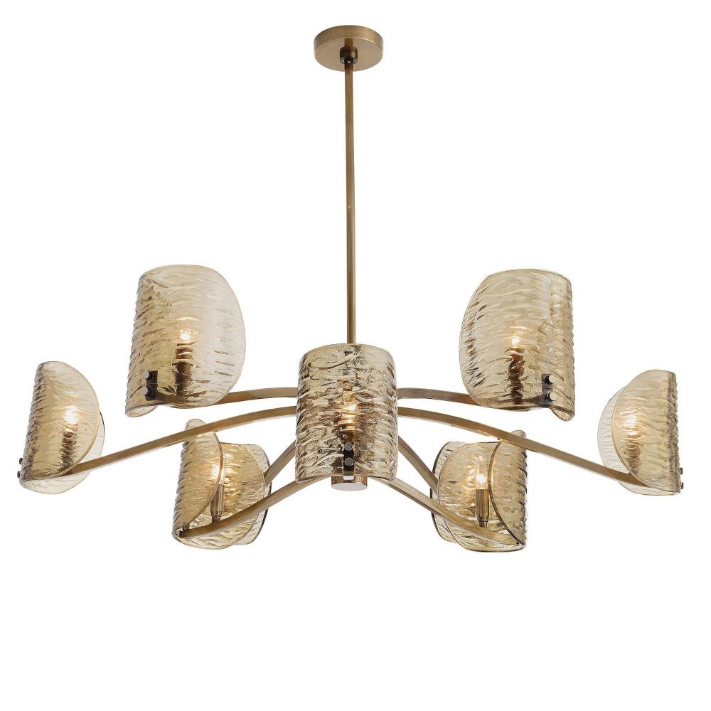 Chandelier with glass shades on a white background