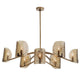 Modern chandelier with glass shades on a white background