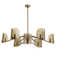 Modern chandelier with glass shades on a white background