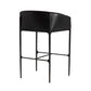 Black bar stool with a modern design on a white background