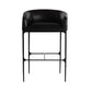 Black bar stool with leather seat on a white background