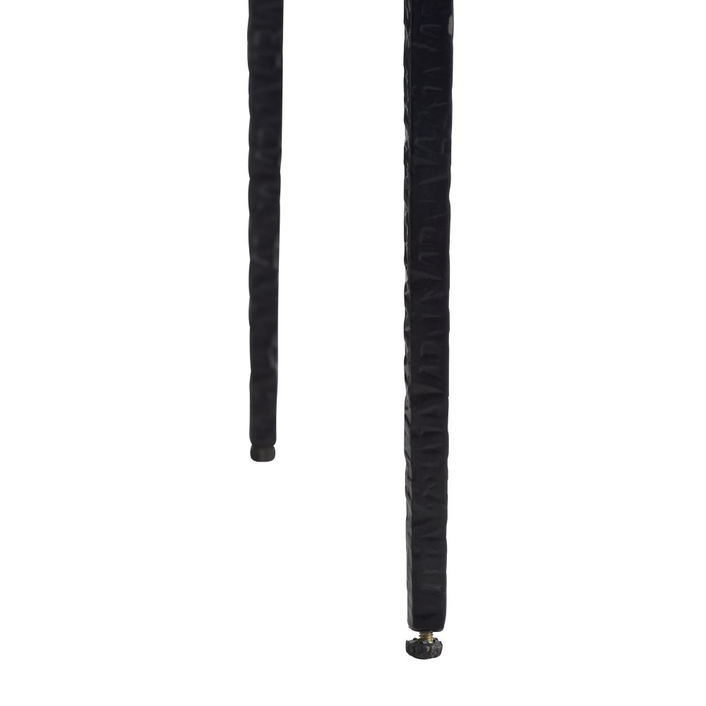 Two black cylindrical objects on a white background