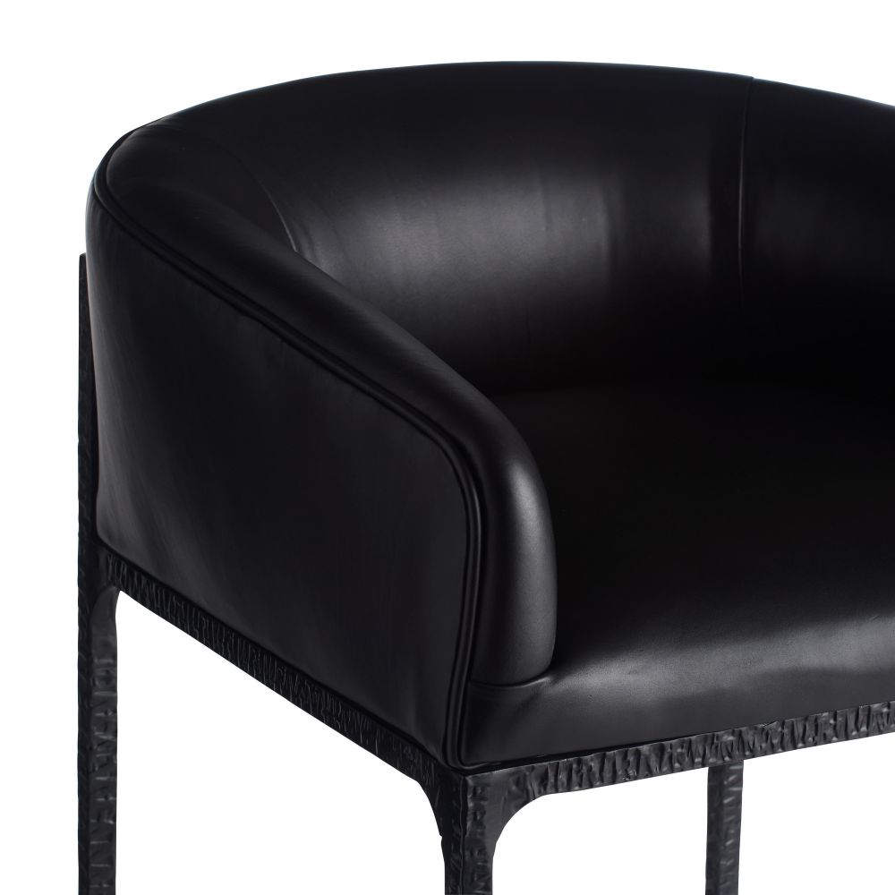 Black leather chair on a white background