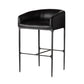 Black bar stool with a modern design on a white background