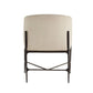 Beige chair with black metal frame on a white background
