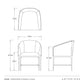 Technical drawing of a dining chair with dimensions labeled, featuring the brand 'Arteriors'.