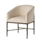 Beige armchair with bronze metal frame on a white background