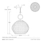 Technical drawing of a pendant light with dimensions and Arteriors branding.