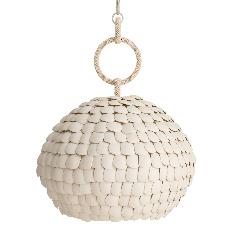 White shell spherical hanging decor on a white background