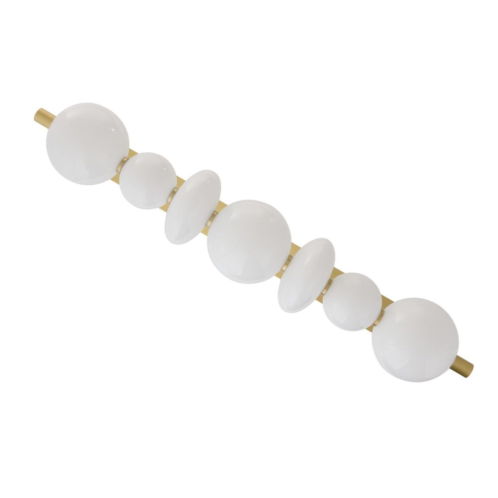 Decorative hair barrette with white beads and gold accents on a white background